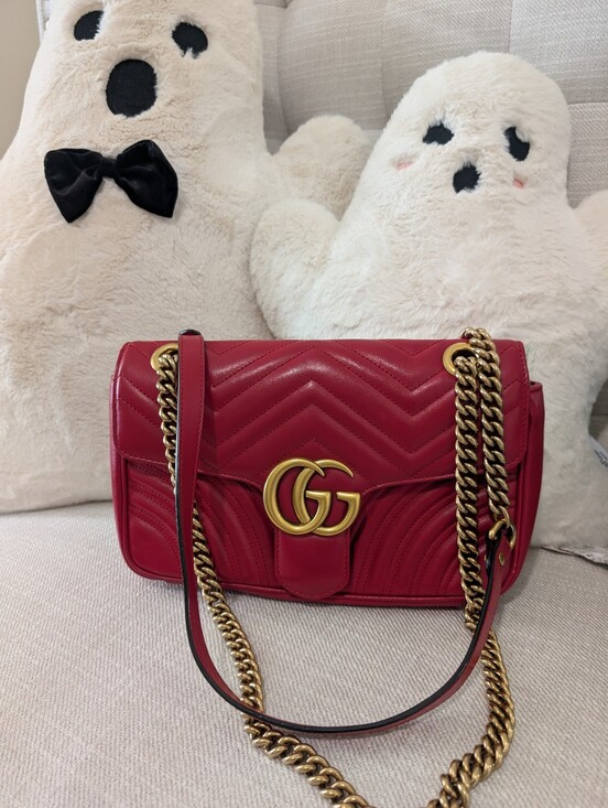 Gucci Handbags - Gucci Marmont Quilted Leather Shoulder Bag in Red